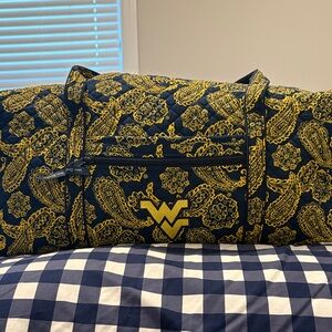 WVU vera Bradley duffel Blue and Gold Patterned Bag West Virginia